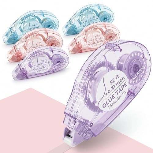MARCADORUS Double Sided Tape Roller, Scrapbook Glue Tape 6 Pack, Extra-Long | 52 Ft x 0.31 In Each, 312 Ft Total; Permanent, Acid-Free, Photo-Safe Tape for Scrapbooks, Journals, Cards & Crafts - Image 1