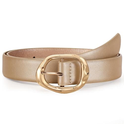 Women Leather Belt for Jeans Pants Ladies Casual Waist Belt Fashion Women Belt with Gold Buckle - Image 1