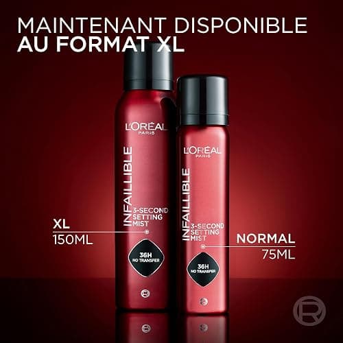 L'Oréal Paris - Spray Fixateur de Maquillage - Waterproof - Sans Transfert - Formule Légère - Non Collant - Résistant à l'Eau et à la Transpiration - Tenue Jusqu'à 36h - Infaillible - Format XL 150 ml thumbnail 6