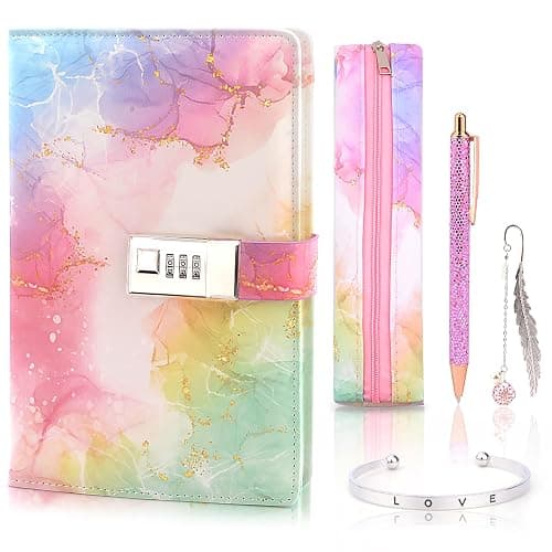 Gifts for Girls 8 9 10 11 12 13 Year Old, Secret Diary for Girls, Birthday Gifts Presents for Girls Age 7-14, Diary with Lock for Girls Teen, Locked Journal Pen Pencil Case Notebook Back to School - Image 1