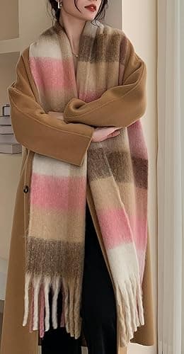 Wander Agio Winter Women Warm Scarf Long Shawl Large Scarves Cold Weather Thick Blanket Scarfs Colorful Plaid thumbnail 2