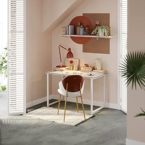 ODK 40 Inches Computer Desk for Home Office, Office Table for Small Spaces, Writing Desk with Headphone Hooks, White thumbnail 5