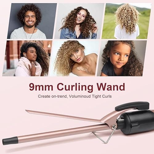 Thin Curling Iron, 3/8 Inch Small Curling Iron Wand for Short & Long Hair, Small Ceramic Barrel with 2 Temperature for Tight Curls, Include Heat Resistant Glove thumbnail 6