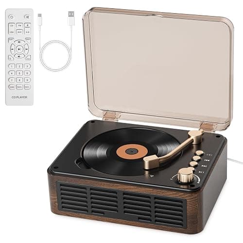 Gueray CD Player with Speakers HiFi Stereo Sound for Home,Bluetooth Retro Wood CD Music Players FM Radio with Remote Control,Support USB & AUX Playback - Image 1