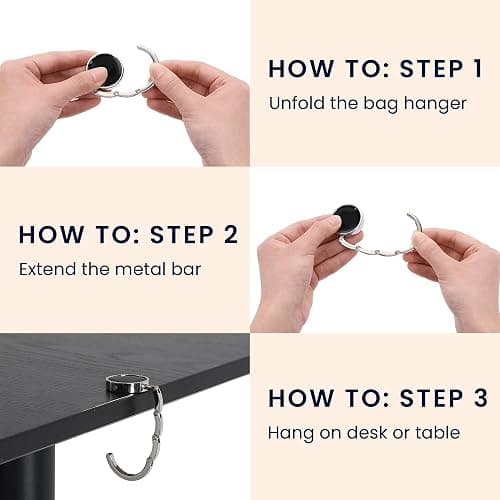 kwmobile Purse Hook for Table - Set of 2 Purse Holder - Folding Handbag Hanger - Portable Bag Holder - Bag Hooks for Desk - Table Hook Gold thumbnail 4
