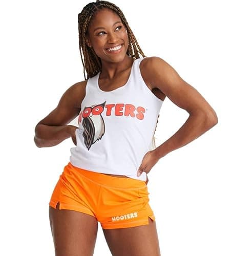 Ripple Junction Hooters Girl Iconic Waitress Outfit Includes Tank Top and Shorts Set Officially Licensed - XX-Large - White/Orange thumbnail 5