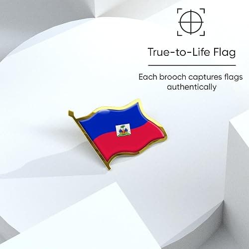 Haiti Flag Lapel Pin - Enamel Metal National Badge | World Travel Souvenir Gifts for Men & Women | Country Flag Patriotic Brooch Bulk Pack of Pins for Hat, Tie, Clothes, Backpack (1pc) thumbnail 4