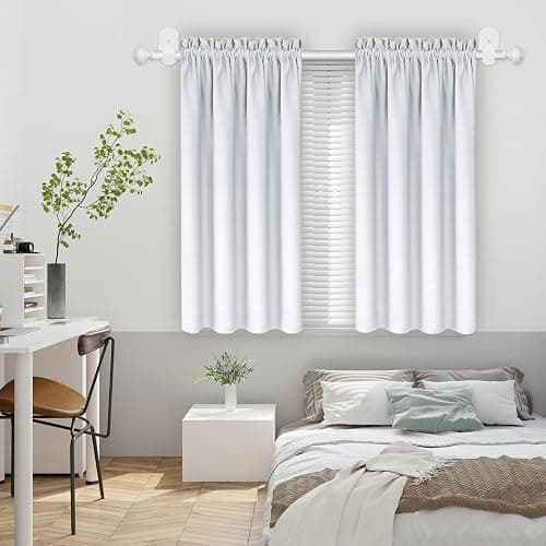 KAMANINA Curtain Rods No Drilling for Windows 32 to 58 Inches, 5/8 Inch No Drill Renter Friendly Curtain Rod with 3M Adhesive Brackets, Ivory White thumbnail 8