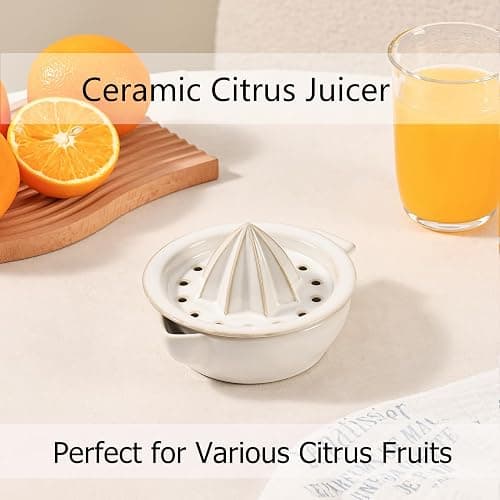 Ceramic Citrus Lemon Orange Juicer Manual Squeezer, Hand Juicer Reamer | Rotation Press with Strainer Lid, Spout, Handle, Dishwasher Safe, Easy to Clean thumbnail 5