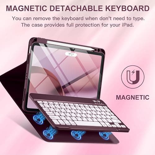 Harvopu Compatible for iPad Air 11 Inch/Air 5th 4th Generation Case with Keyboard - Folio Keyboard Cover with Pencil Holder for iPad Air 11-inch M3/M2 (2025/2024), Air 5/Air 4 (Mulberry) thumbnail 4