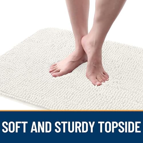 OLANLY Dog Door Mat for Muddy Paws 47x17, Absorbs Moisture and Dirt, Absorbent Non-Slip Washable Doormat, Quick Dry Chenille Mud Mat for Dogs, Entry Indoor Entryway Carpet for Inside Floor, Ivory thumbnail 4