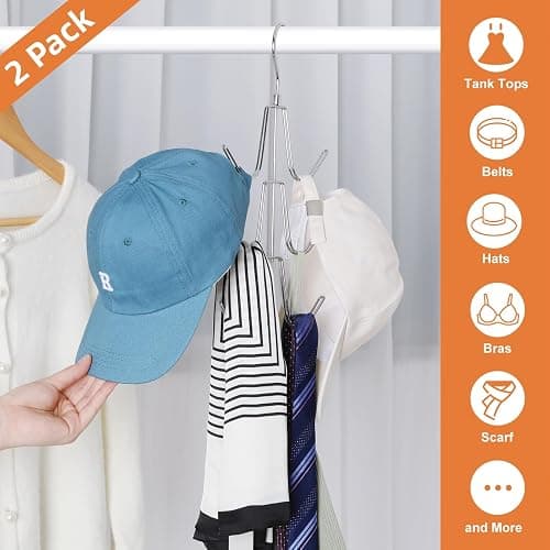 TOPIA HANGER Purse Hanger Organizer for Closet, 2-Pack Handbag Organizer Hanger, 360°Swivel Metal Purse Hooks, Bag Rack, Belt Organizer, Tie Rack, Scarf Hanger, Bag Storage Organizer, Silver thumbnail 4