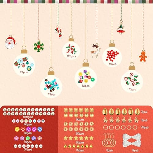 Gionlion Christmas Gifts for Kids Girls - 24 Colors Clay Beads Bracelet Making Kit, Christmas Crafts Toys DIY Arts and Crafts for Kids Age 6-13 thumbnail 4