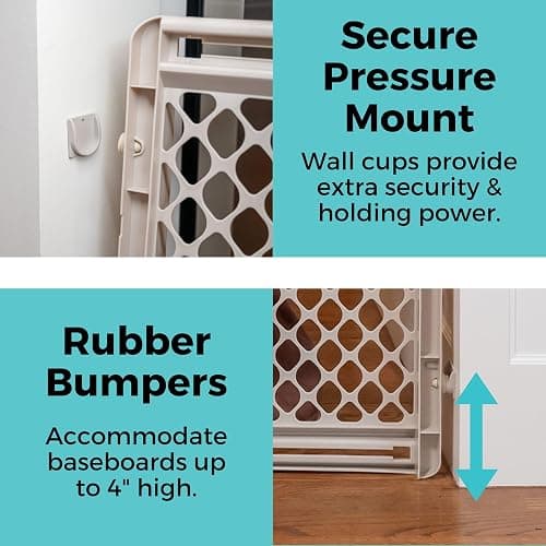 Toddleroo by North States - Supergate Ergo Baby Gate: Plastic Baby Gate for Stairs & Doorways - Adjustable Indoor Safety Gate - Made in USA - 26 to 42 Inches Wide - 26 Inches Tall - Sand thumbnail 6