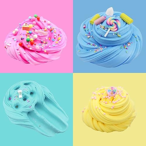 uscan Butter Slime Fluffy Slime Kit, Slime for Kids Cloud Slimes Pack of 4,Stretchy and Non Sticky Slime Supplies Sime Kit for Girls Boys Party Favors for Kids Slimes Toys thumbnail 4