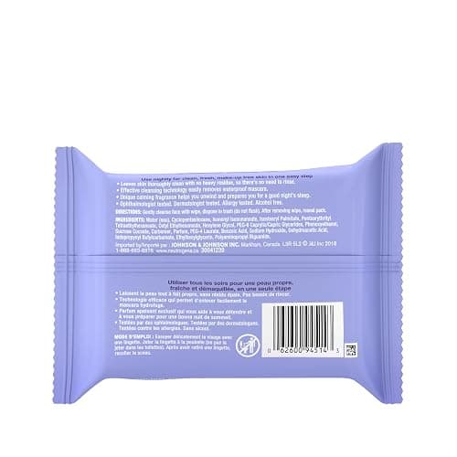 Neutrogena Night Calming Makeup Remover Face Wipes, 100% Plant-Based Cloth Hypoallergenic Nighttime Cleansing Towelettes, Remove Waterproof Makeup, Dirt & Oil, Dermatologist Tested, 50 Count (2 x 25 Count) thumbnail 3
