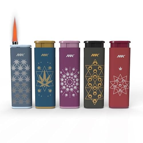 MK Wind Proof Jet Flame Lighters, 5PCS Striking Design, Ideal as Lighters for Candle, Camping, Outdoor use, Butane Refillable Lighter (Jane-5PC) - Image 1