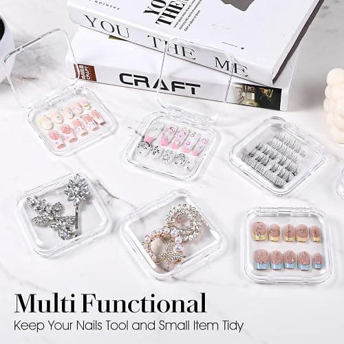 30 PCS Press on Nail Boxes with 5 Pcs Adhesive Double Sided Tape, Clear Acrylic Nail Display Box for Storage Nails Tips Press on Container Plastic Empty Packaging Boxes for Nails Art Home thumbnail 6