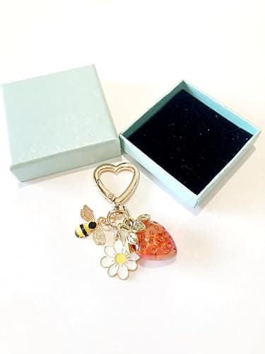 SIGZKK Cute Cherry Strawberry bag charms keychain purse accessories charm for women handbags Kawaii Flower Car Key Chain thumbnail 9