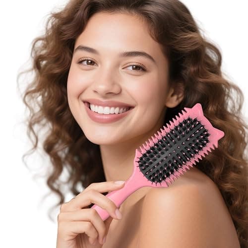 Bounce Curl Brush, Curly Defining Hair Styling Brush Shaping for Women and Men Less Reducing Pulling Detangling Shaping Curl Separation (Pink) thumbnail 7