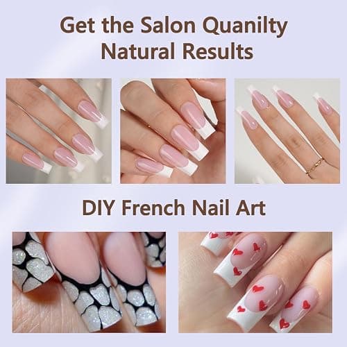 Misssix French Gel Nail Tips, 240Pcs French Tip Press on Nails Long Square Pink, No Need to File Tips Pre-lasting, Fake Nails for Nail Art DIY 15 Sizes thumbnail 4