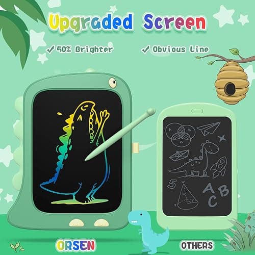 ORSEN 8.5 Inch LCD Doodle Board Tablet Toy - Green Dinosaur Drawing Pad for Kids 2-6 Years Old - Christmas and Birthday Gifts thumbnail 3