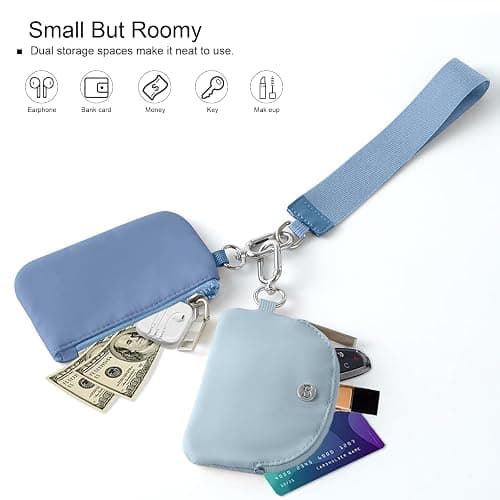 Babysun Mini Zip Around Dual Pouch Wristlet With 2 Straps Wristlet Keychain Wallet for Women Coin Purse Small Cute for Teen Girl thumbnail 3