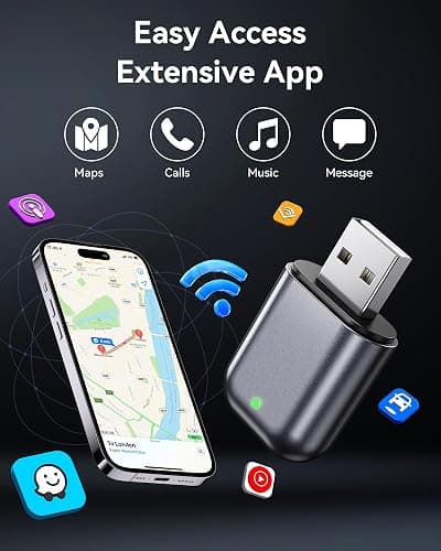 Burnt Sugar Wireless Carplay Adapter for iPhone 2026 Upgraded, Ultra-Mini USB for Apple Car Play Convert Wired to Wireless, Stable Low-Lag GPS Plug & Play for iOS 10+ & Cars from 2016+ (Bright Gray) thumbnail 4