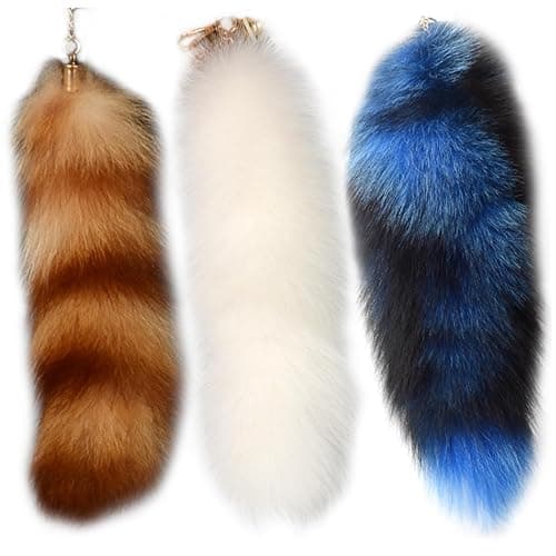 Faux Tail Therian Tail Fox 15.8'' Faux Animal Tail Keychain Fluffy Therian Tail Pendant Long Fox Tail Keychain Holder White thumbnail 6