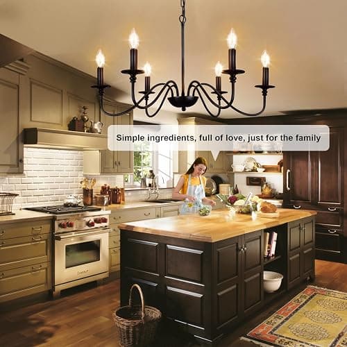 Depuley Farmhouse Chandelier for Dining Room: 6-Light Black Industrial Kitchen Island Pendant Light Fixture - Rustic Candle Chandeliers Vintage Modern Hanging Ceiling Lamp for Bedroom Foyer thumbnail 6