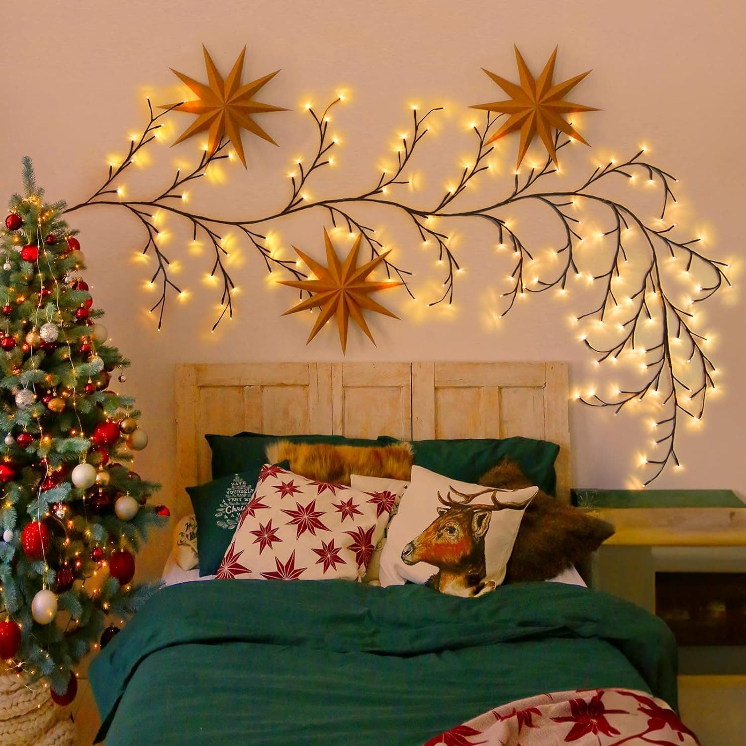 LED Light Tree, Light Trees, Wall Decoration, Home Interior Decoration, 144 LED Folding Lights Artificial Willow, for Wall, Bedroom, Living Room, Indoor Decoration thumbnail 4