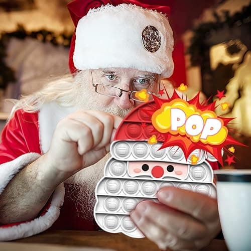 2 Pack Christmas Pop Poppet It Fidget Toys Set - Santa & Gingerbread Man, Christmas Eve Box Party Bag Stocking Fillers for Kids Gifts for Boys Girls Baby Xmas Popit Sensory Toy Game thumbnail 5
