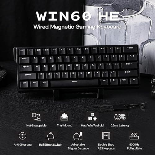 EPOMAKER AULA WIN60 HE 60% Wired Magnetic Keyboard with Adjustable Actuation, 8000 Hz Polling Rate, Hall Effect Switches, Hot-Swap, For FPS Games (Black) thumbnail 2