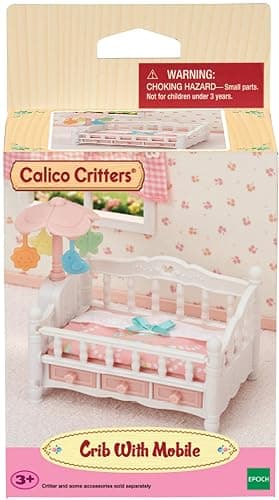 Calico Critters - Crib with Mobile Set - Dollhouse Furniture & Accessories | Rock the babies to sleep under a spinning mobile - nursery furniture that makes bedtime scenes extra sweet, Ages 3+ thumbnail 7
