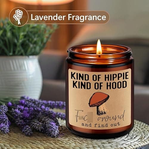 “Kind of hippie kind of hood” lavender candle thumbnail 2