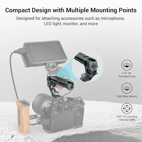 SmallRig Top Handle with 3/8"-16 Locating Pins for ARRI Grip for Camera Cage, Universal Video Rig with 5 Cold Shoe Adapters to Mount DSLR Camera with Microphone/LED Light/Monitor - 3765 thumbnail 4