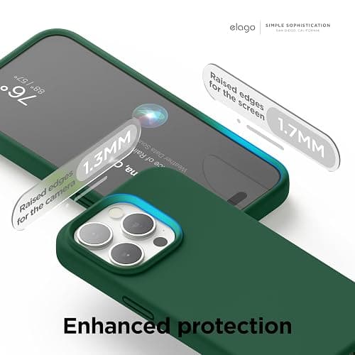 elago Compatible with iPhone 15 Pro Max Case, Liquid Silicone Case, Full Body Protective Cover, Shockproof, Slim Phone Case, Anti-Scratch Soft Microfiber Lining, 6.7 inch (Alpine Green) thumbnail 5