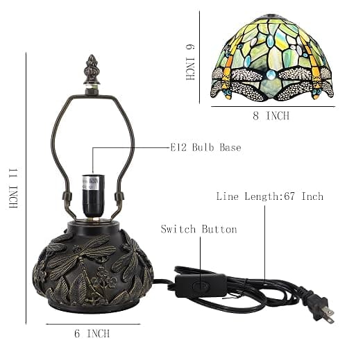 HWDFEI Small Tiffany Mushroom Table Lamp,Mini Memory Sympathy Antique lamp 8X11 Inch (Brown Dragonfly) thumbnail 2