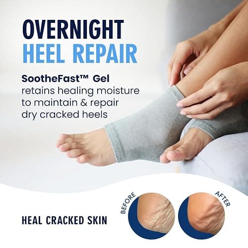 Dr. Frederick's Original Moisturizing Heel Socks for Dry Cracked Heels Treatment - Infused with Olive Oil, Jojoba Oil and Vitamin E - 2 Pairs - Valentines Day Gifts for Her & Him - Original Formula thumbnail 2