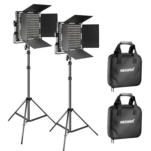 NEEWER 2 Pack Bi Color 660 LED Video Light and Stand Kit: (2) 3200-5600K CRI 96+ Dimmable Light with U Bracket and Barndoor, (2) 75 inches Light Stand for Studio Photography, Video Recording (Black) - Image 1