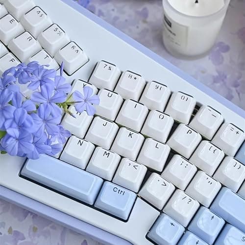 Crystal Jelly Keycaps, White Custom Translucent Keycaps, 135 Keys OEM Profile Keycap Set, Cute Shine Through Keyboard Key Caps for 61/68/84/87/98/100 Cherry MX Keyboard Mechanical, White thumbnail 4
