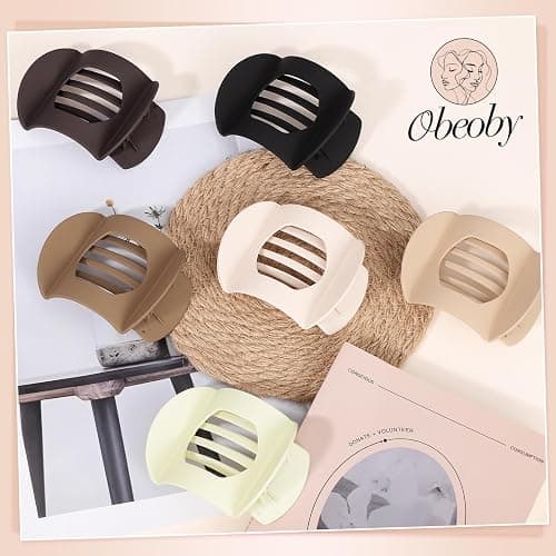 Obeoby 6 Pcs Flat Hair Clips for Women, Medium Flat Claw Clips French Hair Barrettes Accessories Hair Claws for Medium Hair Volume Stocking Stuffers thumbnail 7