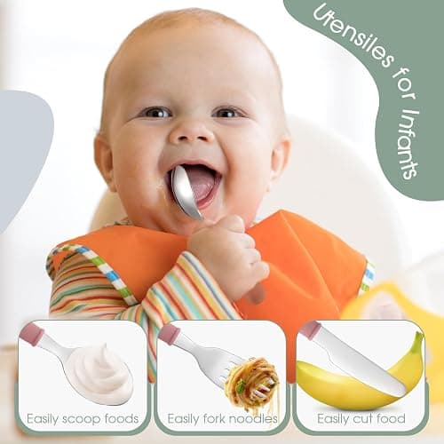 Sunnychicc 18 Pieces Toddler Utensils Kids Silverware with Silicone Handle Stainless Steel Toddler Fork Spoon Knife Set Children Flatware Set, 6 Colors thumbnail 4
