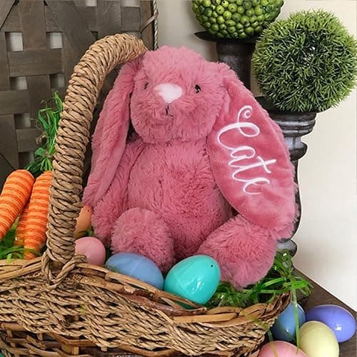 Embroidered Plush Bunny With Child'S Name HandMade Custom Plush Toy Child'S First Easter Gift thumbnail 5