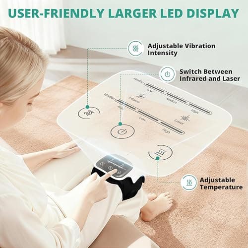 Medcursor Knee Massager, Cordless Heated Knee Massager with 3 Heating Levels, 3 Vibration Modes, LED Screen & Adjustable Straps, Massage with Heat for Relief thumbnail 5