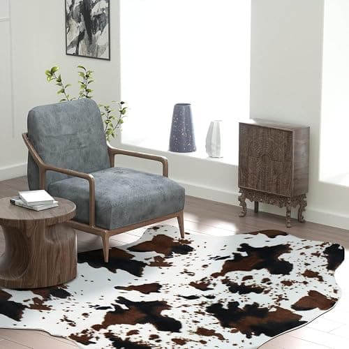 MACEVIA Cow Print Rug Faux Cowhide Rugs Cute Animal Area Carpet Western Decor for Living Room Bedroom with Anti-Slip Rubber Large Size 59" L x 47.2" W(4.9ft x 3.9ft) thumbnail 2