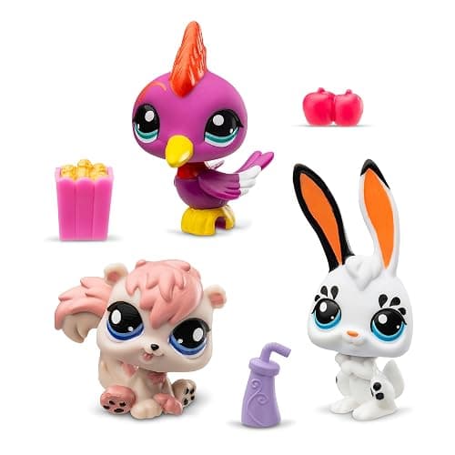 Littlest Pet Shop Bandai Pack 3 Park Pets BF00598 Set of 3 Pet Accessories, Collector Card and Virtual Code, Generation 7, Pets #99, #100, #101, Children 4 Years + thumbnail 3