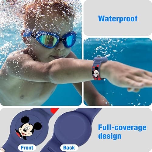 Waterproof AirTag Bracelet for Kids, Cut Cartoon Air Tag Holder for Kids with Full Coverage Hidden Design, Silicone Airtag Wristband for Child - Blue thumbnail 4