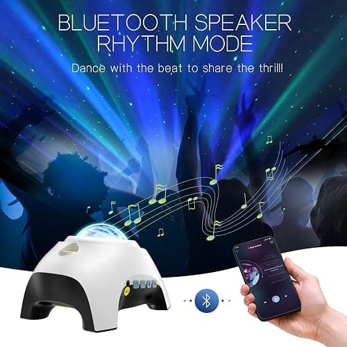 Northern Galaxy Light Aurora Projector with 33 Light Effects, Night Lights LED Star Projector for Bedroom Nebula Lamp, Remote Control, White Noises, Bluetooth Speaker for Parties(White) thumbnail 4