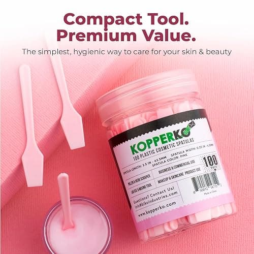 Kopperko Cosmetic Spatulas (2.5”, 100 Pack) - Small Plastic Spatula for Cosmetics, Creams & Crafts | Essential Esthetician Supplies | Makeup Spatula or Multipurpose Mini Applicator for Skincare | Pink thumbnail 7